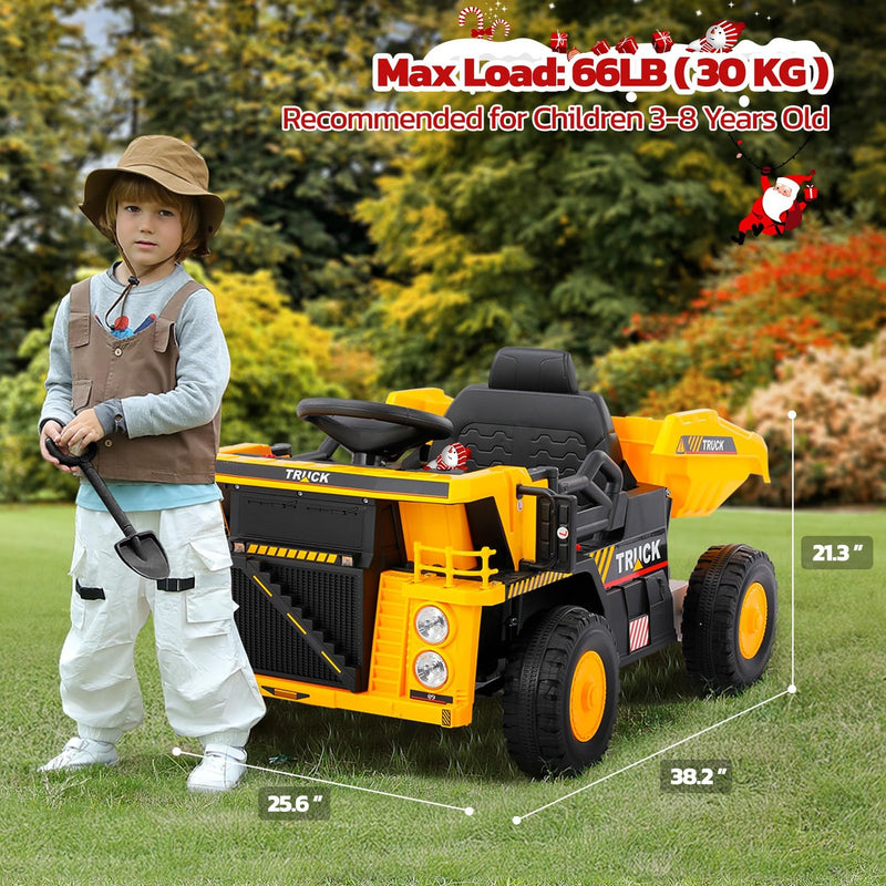 12V Ride-On Dump Truck Toy for Kids with Functional Dump Bed and Shovel Magic Cars 6