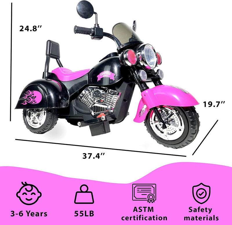 6V Rechargeable 3-Wheel Electric Ride-On Motorcycle for Kids with LED Headlights Magic Cars 3