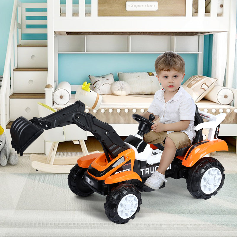 Electric Ride-On Excavator Digger with Motorized Arm and Music Sounds Construction Vehicle Magic Cars 4
