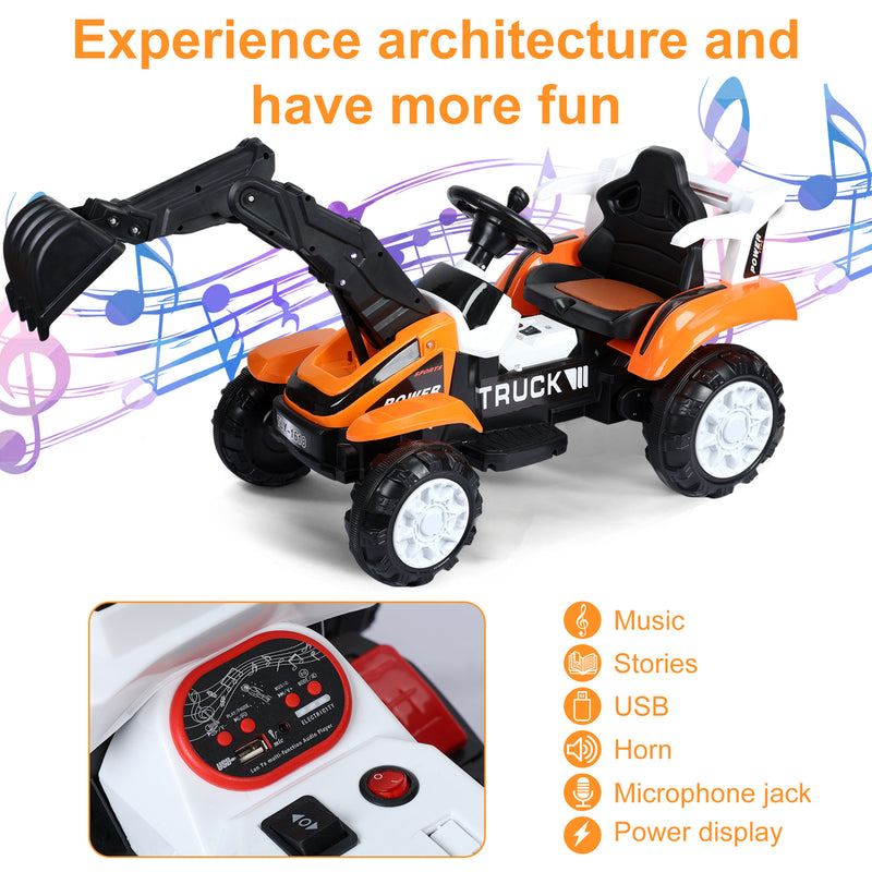 Electric Ride-On Excavator Digger with Motorized Arm and Music Sounds Construction Vehicle Magic Cars 5