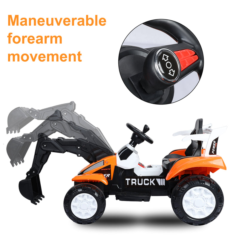 Electric Ride-On Excavator Digger with Motorized Arm and Music Sounds Construction Vehicle Magic Cars 9