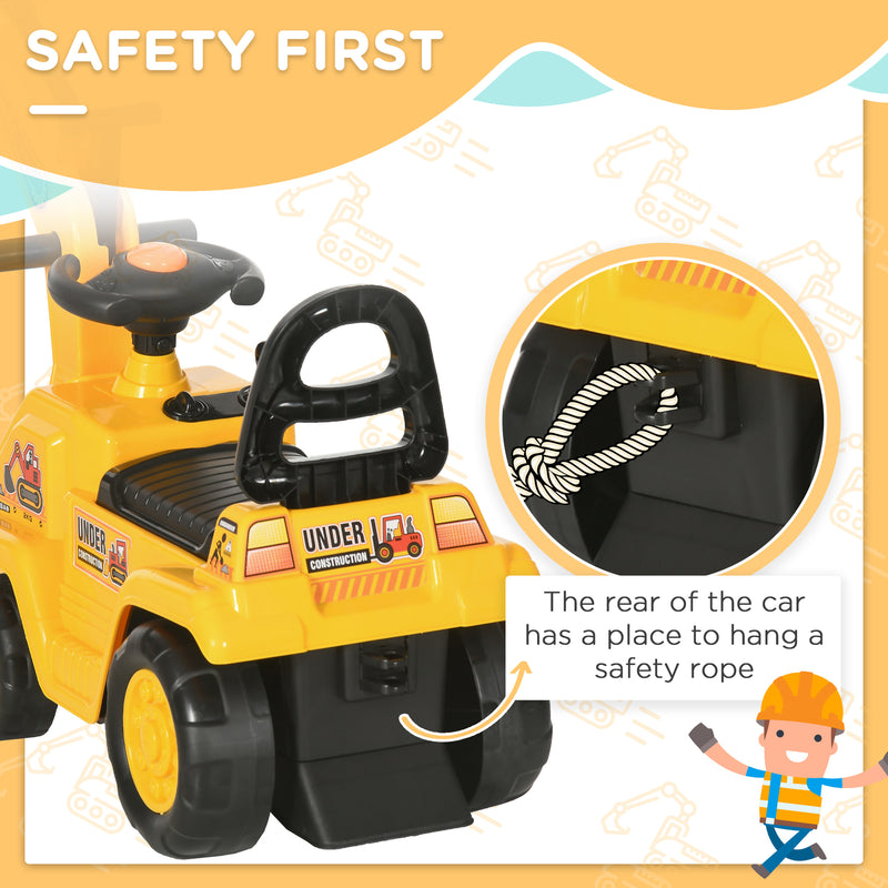 Kids Ride-On Excavator Truck with Pull Cart, Horn, and Under-Seat Storage Magic Cars 6