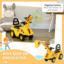 Kids Ride-On Excavator Truck with Pull Cart, Horn, and Under-Seat Storage Magic Cars 2