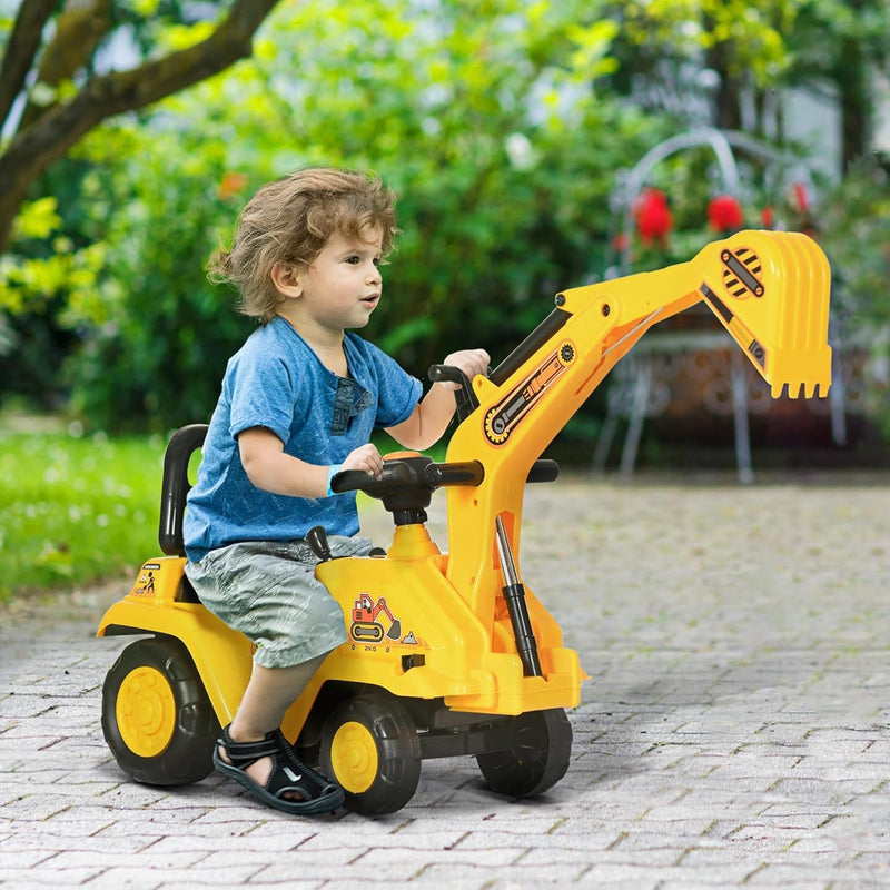 Kids Ride-On Excavator Truck with Pull Cart, Horn, and Under-Seat Storage Magic Cars 1