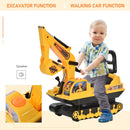 Ride-On Movable Excavator and Tractor Toy Scooter Walker for Pretend Play Magic Cars 3