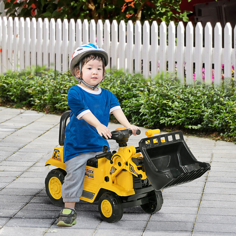 Kids Ride-On Excavator Bulldozer with Under-Seat Storage and Pull Cart Magic Cars 1