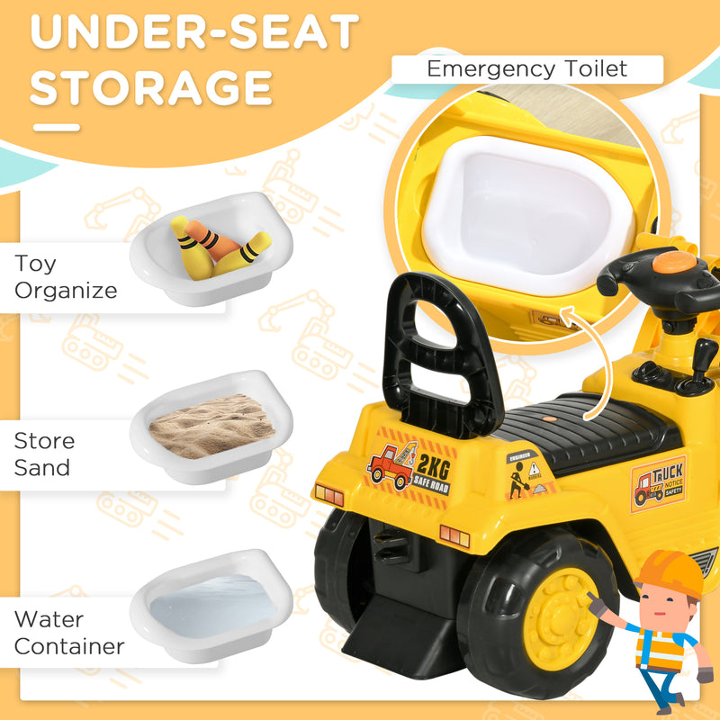 Kids Ride-On Excavator Bulldozer with Under-Seat Storage and Pull Cart Magic Cars 5