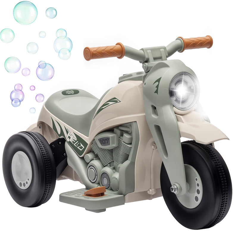 6V Ride-On Motorcycle and Bubble Car with Music - Cream Color Magic Cars 2