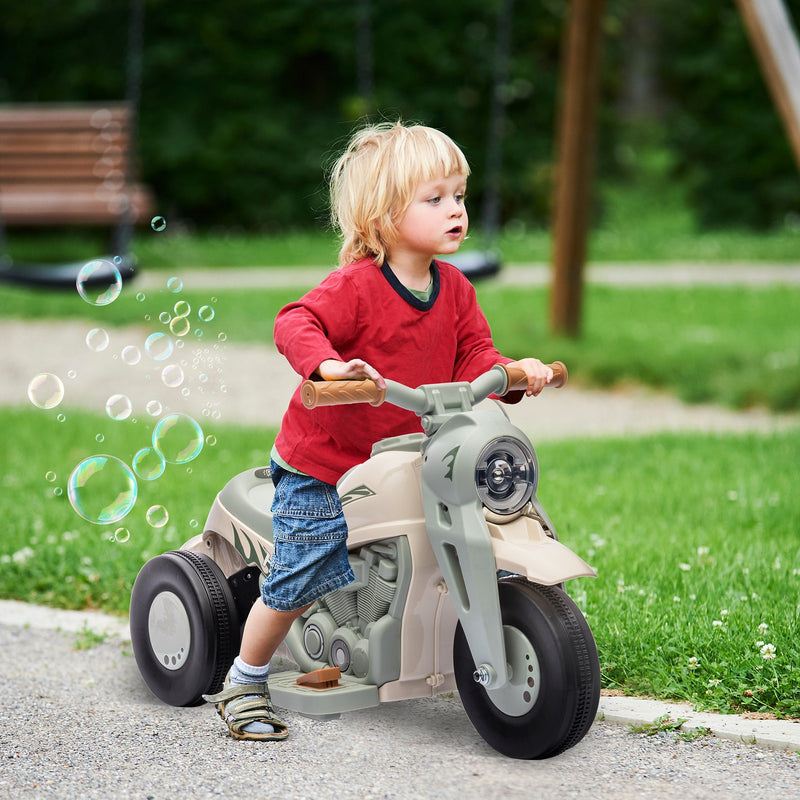 6V Ride-On Motorcycle and Bubble Car with Music - Cream Color Magic Cars Variant 0