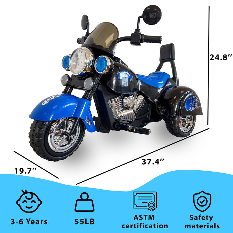 Electric 6V 3-Wheel Ride-On Motorcycle with LED Lights for Toddlers and Kids Magic Cars Variant 0