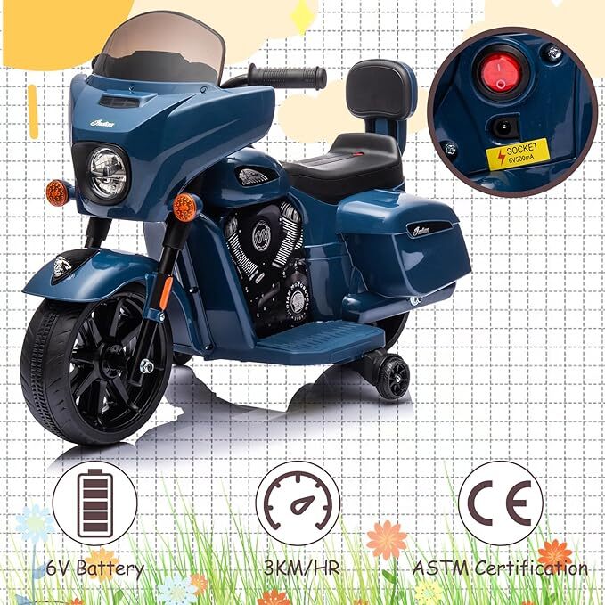 6V Electric Ride-On Dirt Bike for Kids with Licensed Design and Built-In Music Magic Cars 7