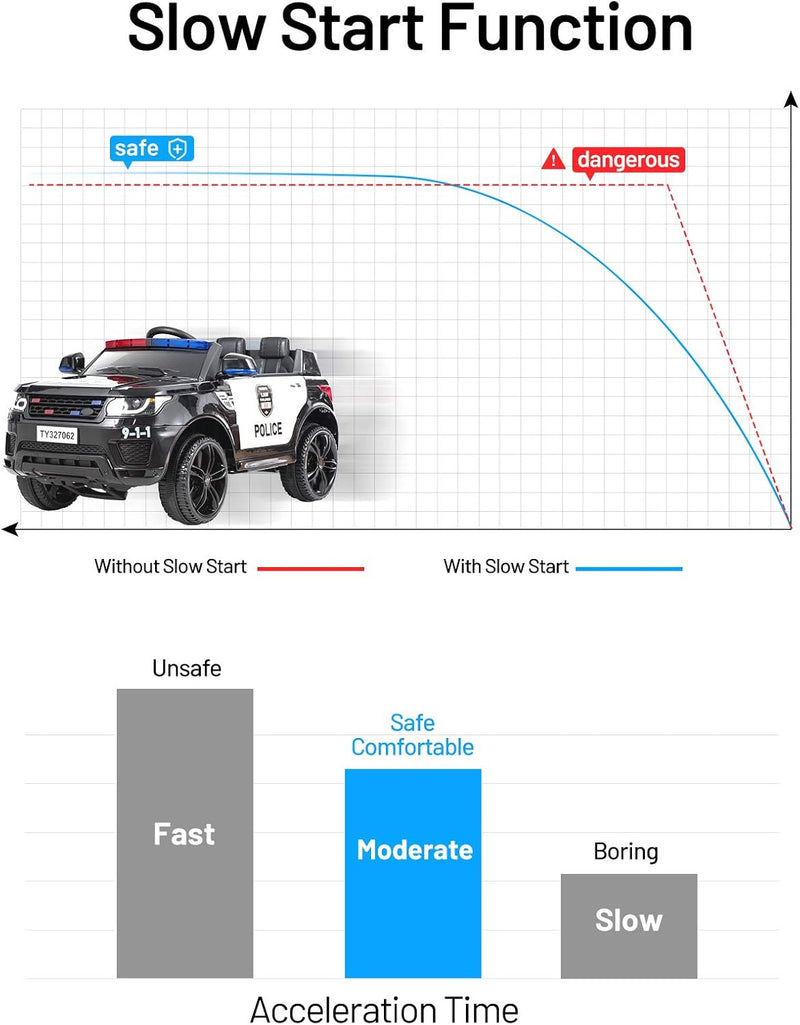 12V Electric Ride-On Police Car for Kids with Siren, Flashing Lights, and Horn Magic Cars 2