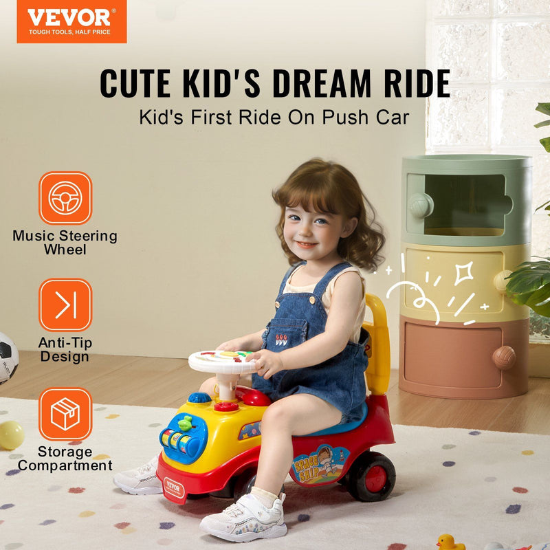 Toddler Ride-On Push Car with Music and Steering Wheel for Ages 1-3 Magic Cars 1