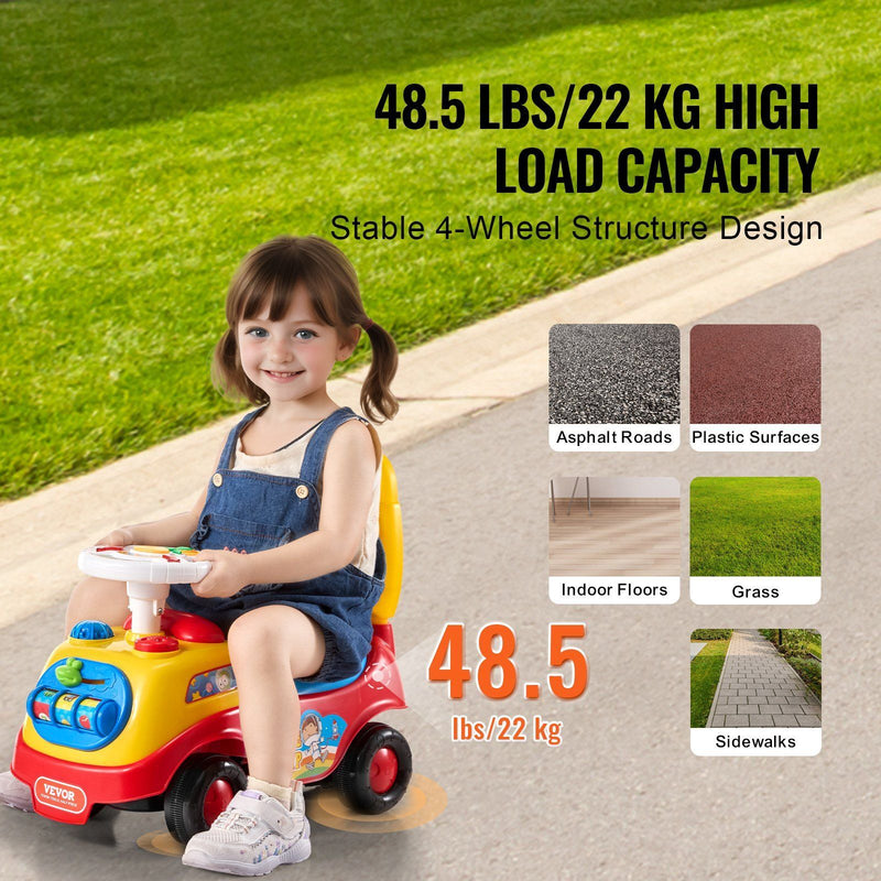 Toddler Ride-On Push Car with Music and Steering Wheel for Ages 1-3 Magic Cars 2