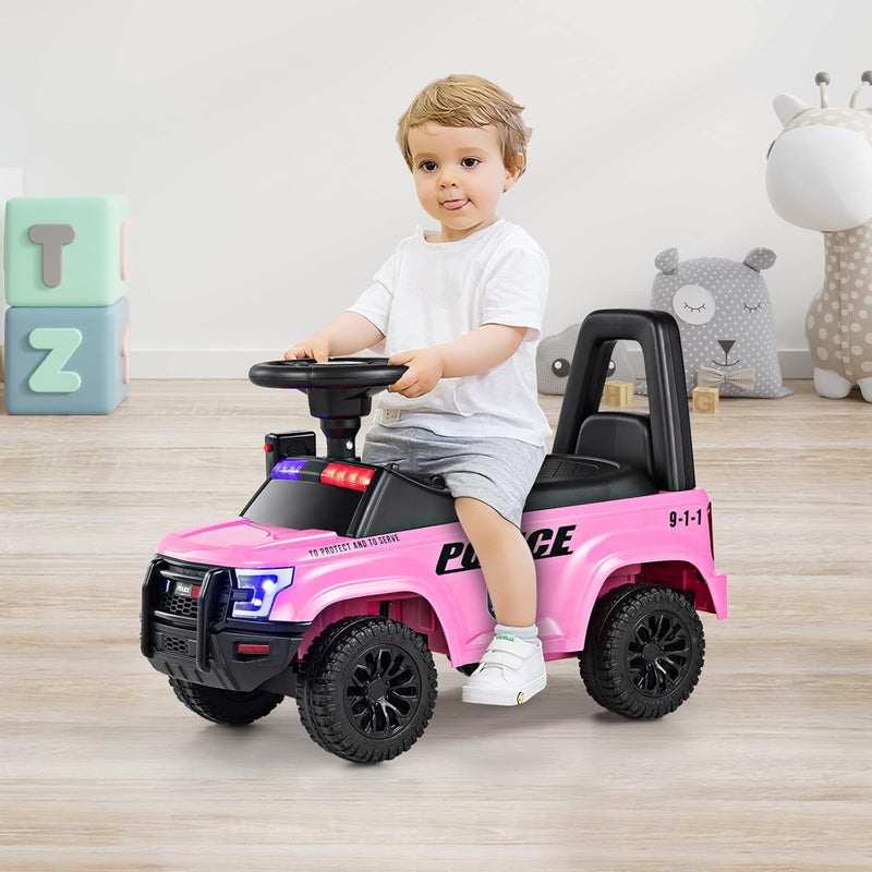 Toddler Ride-On Push Police Car Foot-to-Floor Sliding Toy with Siren Magic Cars 1