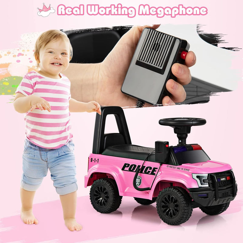 Toddler Ride-On Push Police Car Foot-to-Floor Sliding Toy with Siren Magic Cars 2