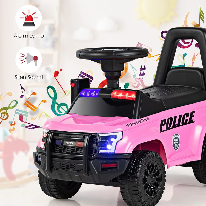 Toddler Ride-On Push Police Car Foot-to-Floor Sliding Toy with Siren Magic Cars 3