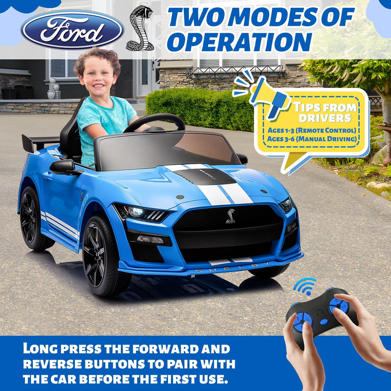12V Powered Ride-On Ford Mustang Shelby Toy Car for Kids Magic Cars 2