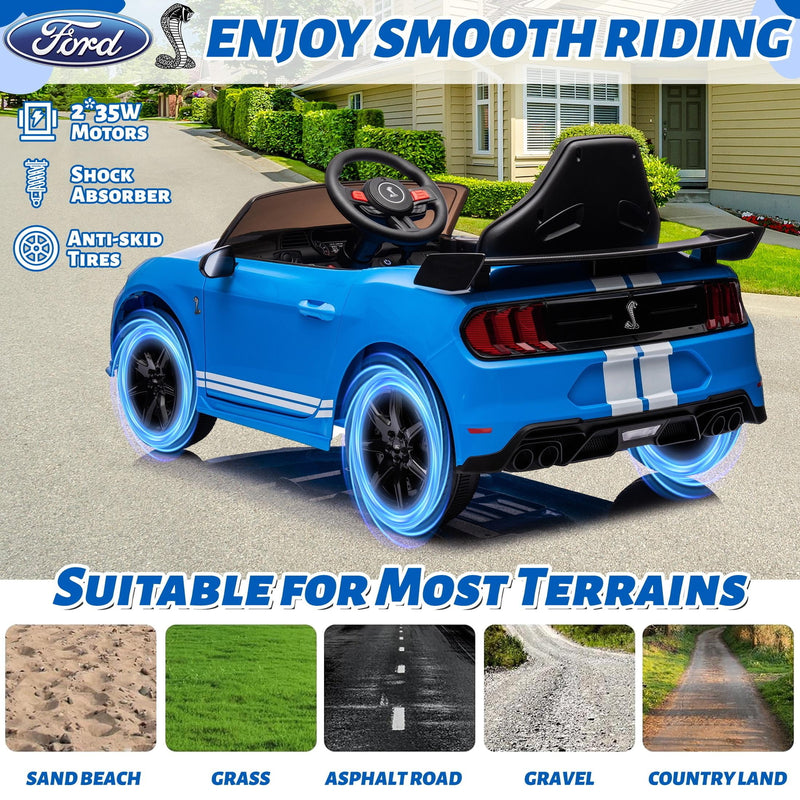 12V Powered Ride-On Ford Mustang Shelby Toy Car for Kids Magic Cars 6