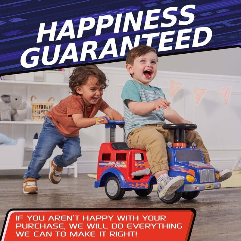 Interactive Monster Truck Ride-On Toy Carrier for Kids Ages 1-3, Supports up to 44 lbs, Unisex Magic Cars 10