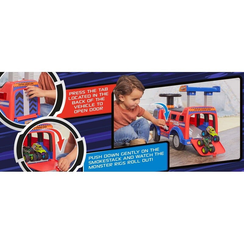 Interactive Monster Truck Ride-On Toy Carrier for Kids Ages 1-3, Supports up to 44 lbs, Unisex Magic Cars 12
