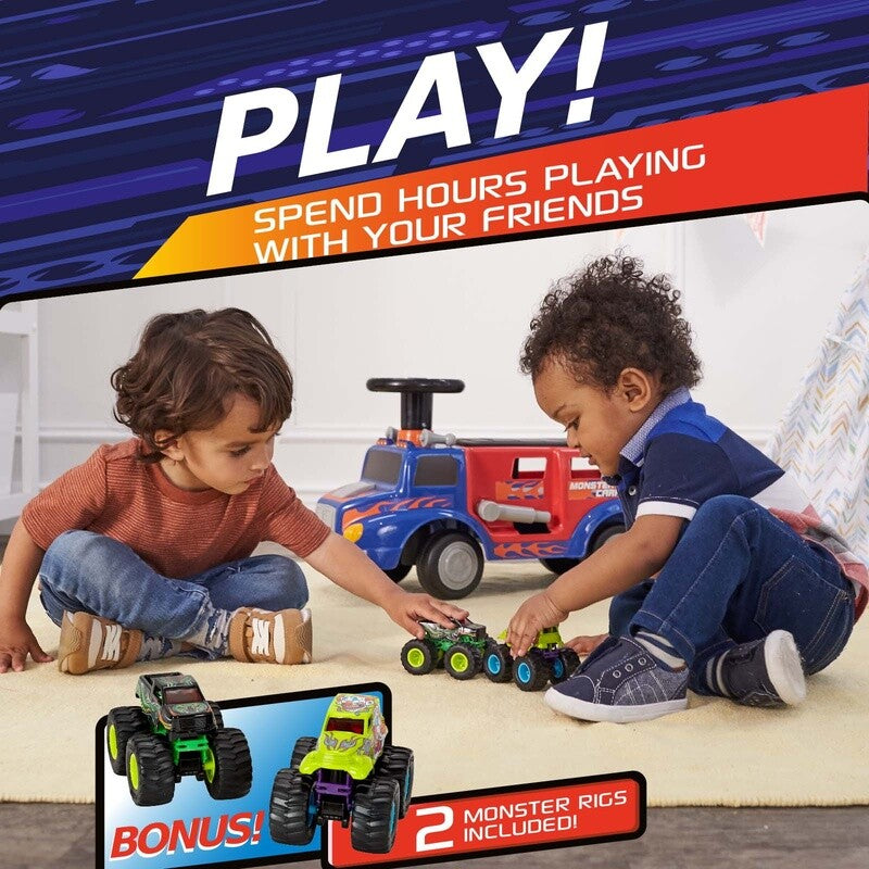 Interactive Monster Truck Ride-On Toy Carrier for Kids Ages 1-3, Supports up to 44 lbs, Unisex Magic Cars 8
