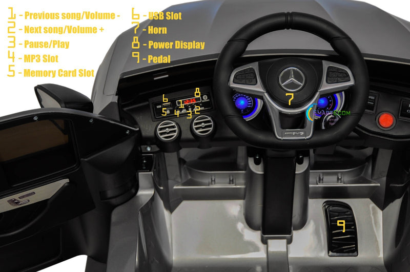 12V One-Seater Ride-On Car with Remote Control and MP3 – Licensed Mercedes-Benz, Multiple Colors Magic Cars 8