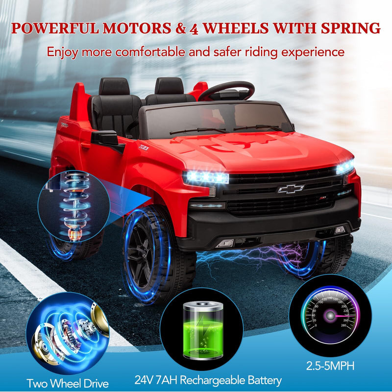 24V 2-Seater Ride-On Truck with 3 Speeds, Music, and LED Lights - Licensed Chevrolet Silverado Magic Cars 5