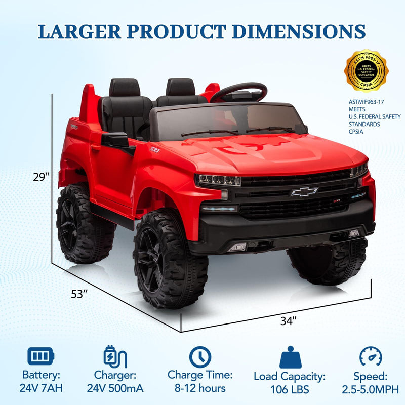 24V 2-Seater Ride-On Truck with 3 Speeds, Music, and LED Lights - Licensed Chevrolet Silverado Magic Cars 7