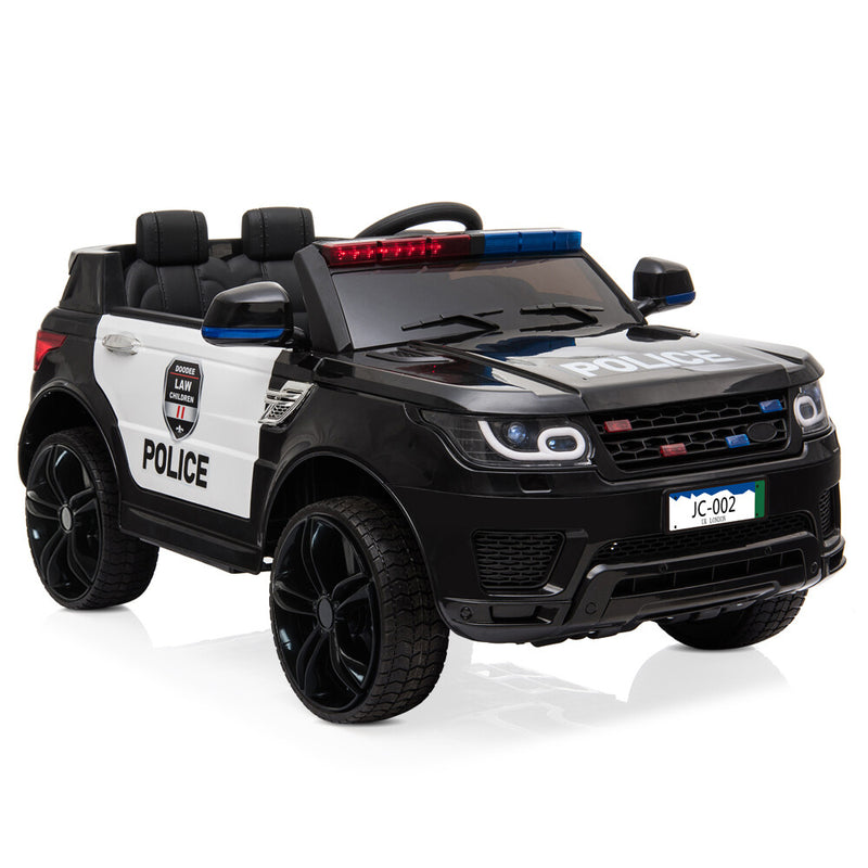 12V Electric Battery-Powered Police SUV Ride-On Toy with Remote Control, Black Magic Cars 5