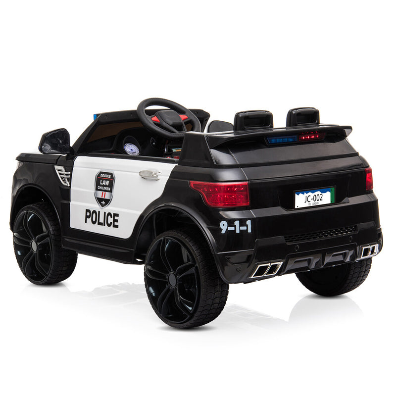12V Electric Battery-Powered Police SUV Ride-On Toy with Remote Control, Black Magic Cars 6