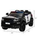 12V Electric Battery-Powered Police SUV Ride-On Toy with Remote Control, Black Magic Cars 9
