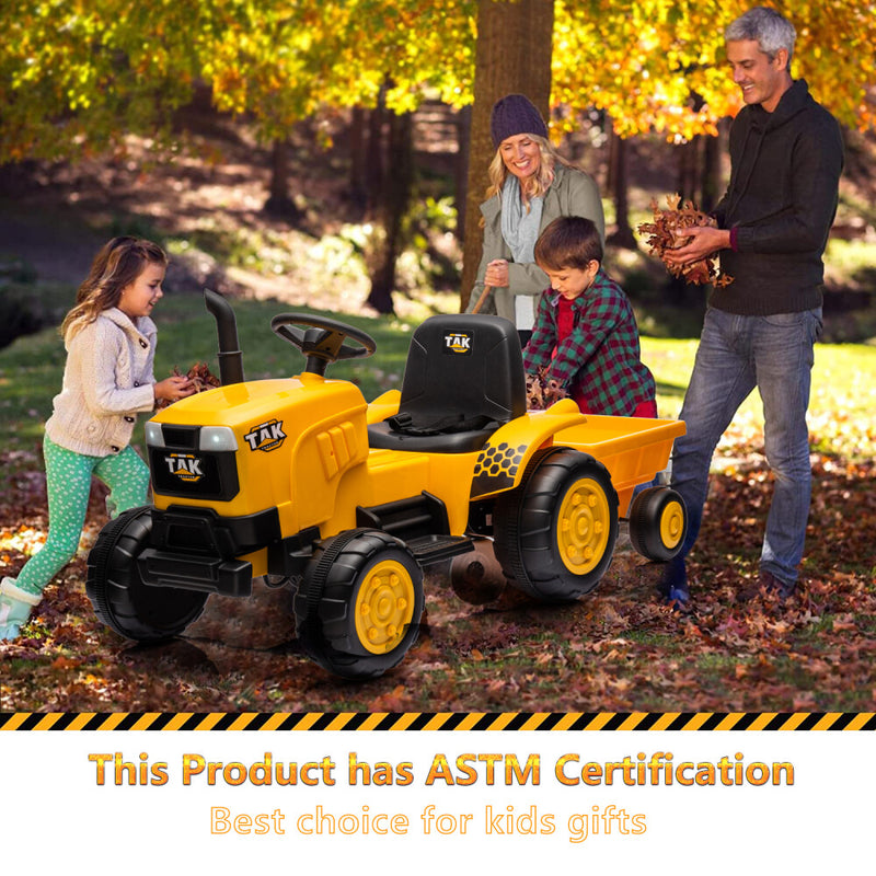 Electric Battery-Powered Ride-On Tractor and Excavator with Trailer for Kids Age 5 and Up Magic Cars 13