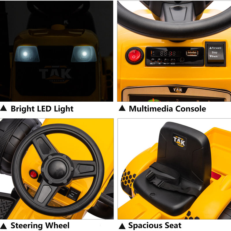 Electric Battery-Powered Ride-On Tractor and Excavator with Trailer for Kids Age 5 and Up Magic Cars 20