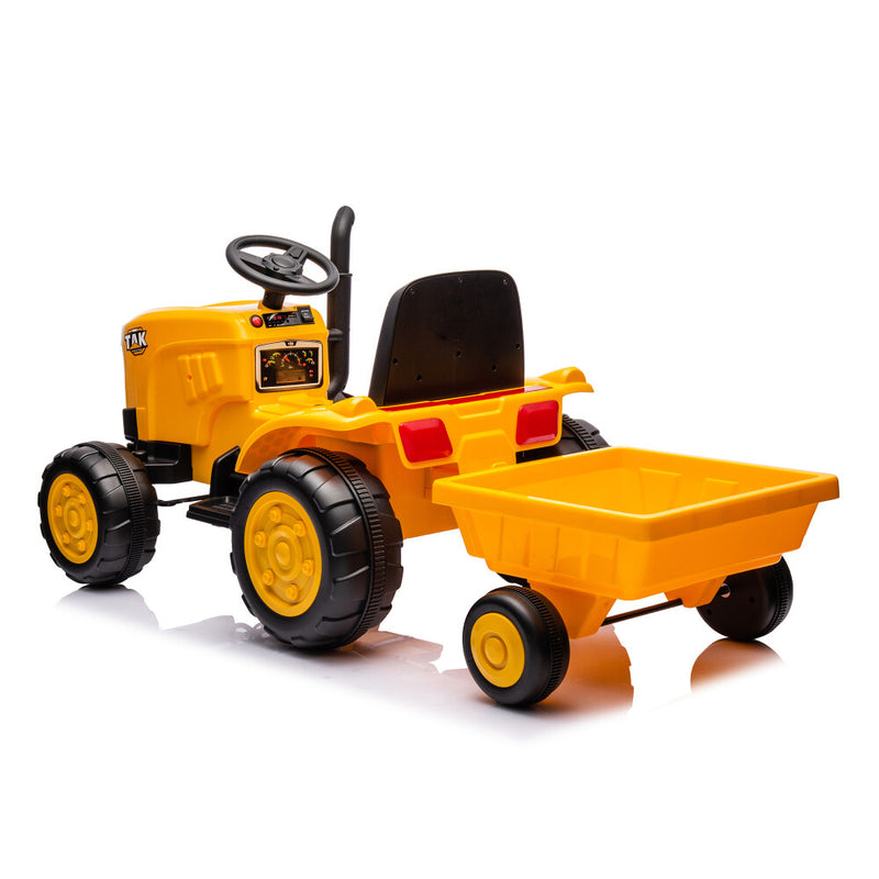 Electric Battery-Powered Ride-On Tractor and Excavator with Trailer for Kids Age 5 and Up Magic Cars 24