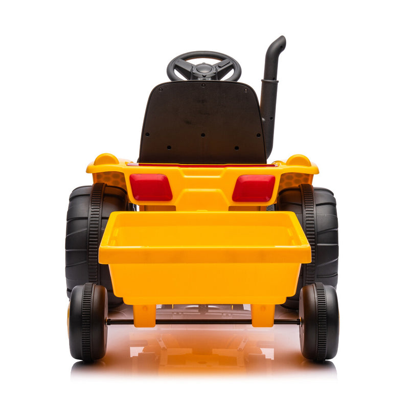 Electric Battery-Powered Ride-On Tractor and Excavator with Trailer for Kids Age 5 and Up Magic Cars 25