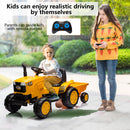Electric Battery-Powered Ride-On Tractor and Excavator with Trailer for Kids Age 5 and Up Magic Cars 3