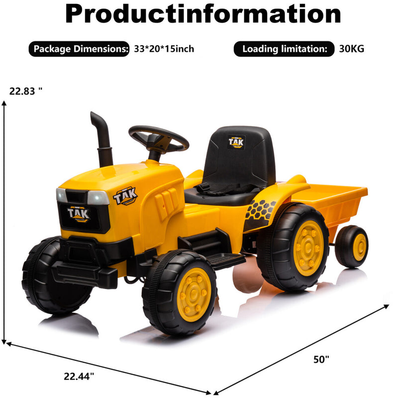 Electric Battery-Powered Ride-On Tractor and Excavator with Trailer for Kids Age 5 and Up Magic Cars 4