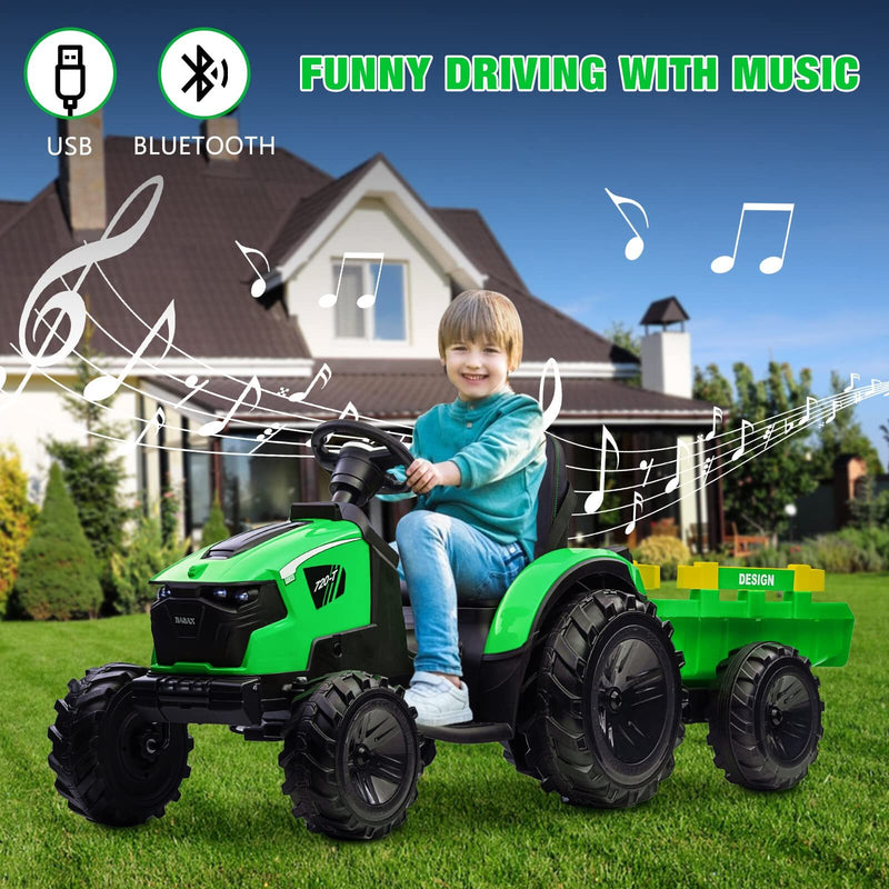 24V Electric Ride-On Tractor for Kids with Trailer, Excavator, and Bulldozer Attachments Magic Cars 12