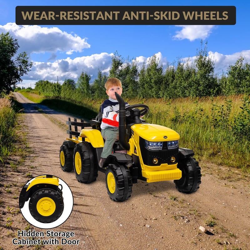 12V Electric Ride-On Tractor with Trailer for Kids, Battery Powered Vehicle Magic Cars 6
