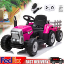 12V Battery-Powered Electric Ride-On Tractor Toy with Trailer and Remote Control Magic Cars 0
