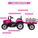 12V Battery-Powered Electric Ride-On Tractor Toy with Trailer and Remote Control Magic Cars 10