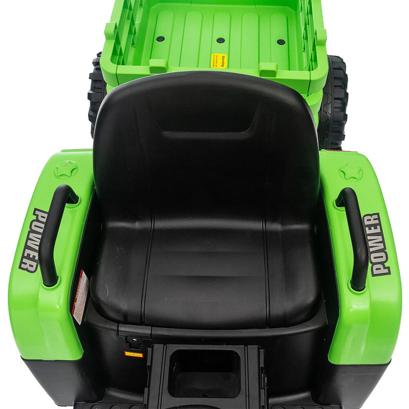 12V Battery-Powered Ride-On Electric Tractor Toy with Trailer and Remote Control Magic Cars 10