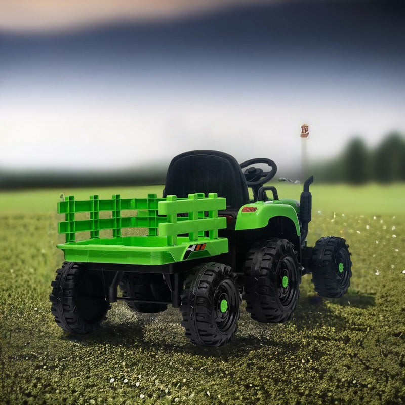 12V Battery-Powered Ride-On Electric Tractor Toy with Trailer and Remote Control Magic Cars 2