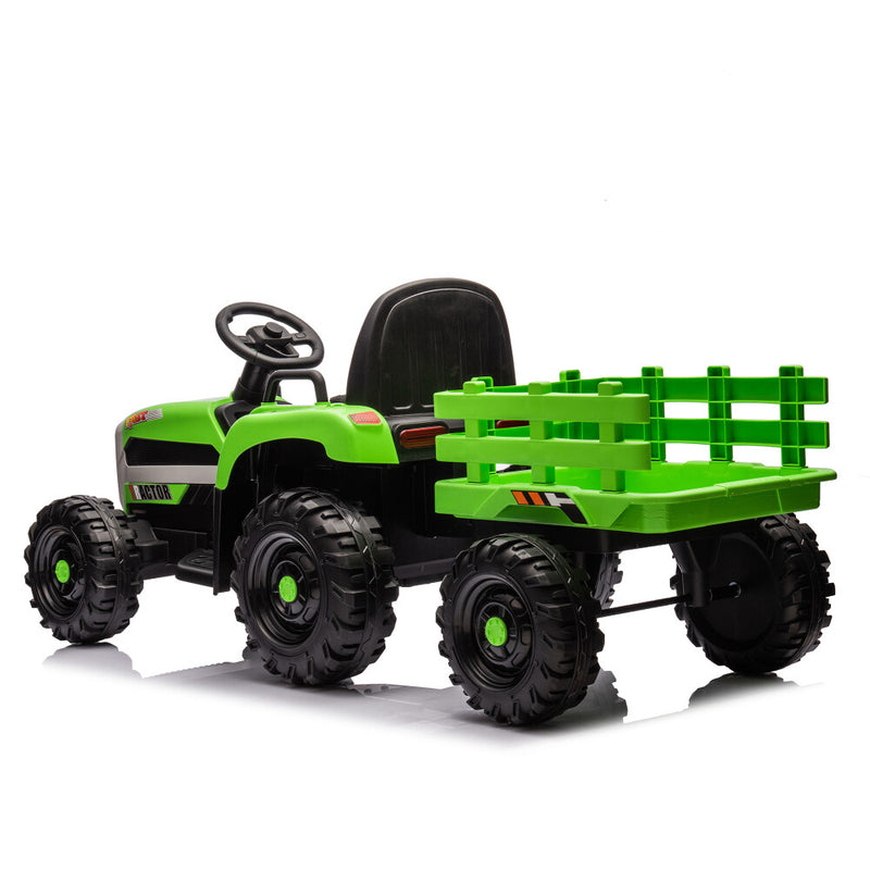 24V Battery-Powered Electric Ride-On Tractor with Trailer Toy Magic Cars 24