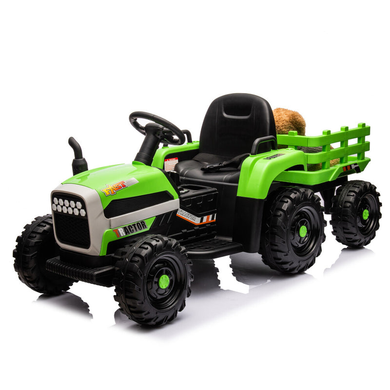 24V Battery-Powered Electric Ride-On Tractor with Trailer Toy Magic Cars 5