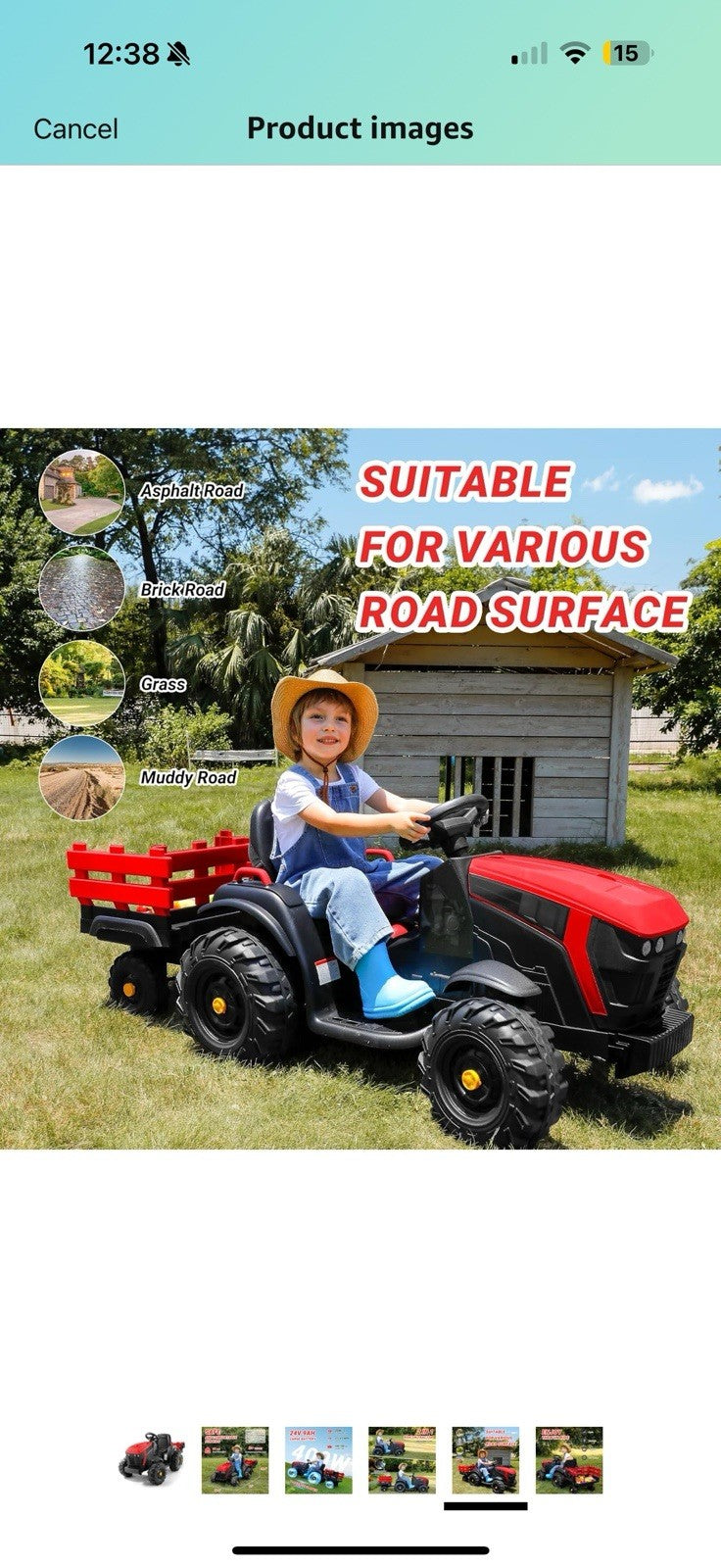 24V Battery-Powered Electric Ride-On Tractor with Trailer Toy Magic Cars 0