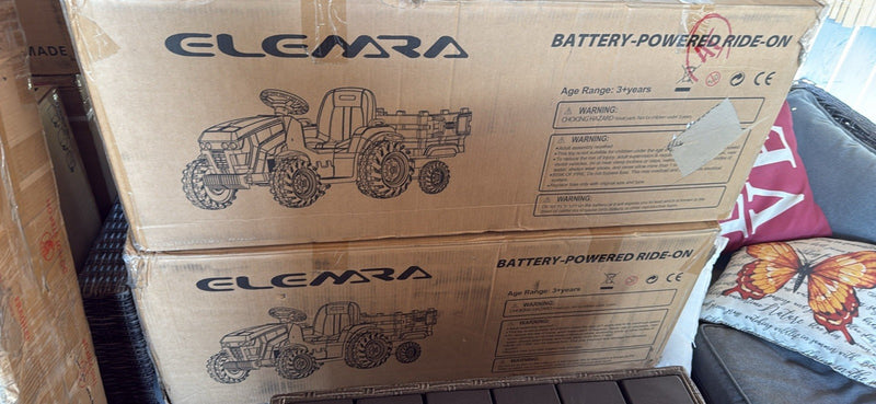 24V Battery-Powered Electric Ride-On Tractor with Trailer Toy Magic Cars 1