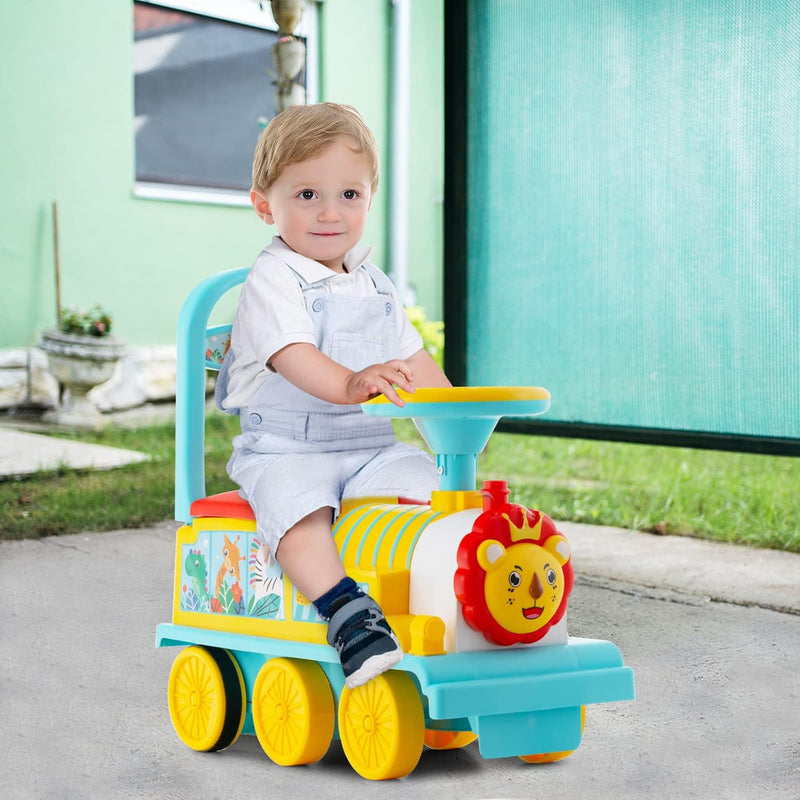 Electric 6V Ride-On Train Toy with 16-Piece Track Set for Kids Magic Cars 8