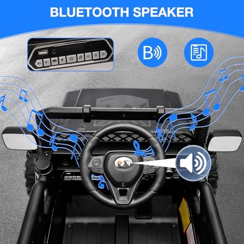 12V Electric Ride-On Truck with Remote Control, 3 Speeds, LED Lights, Black Magic Cars 2